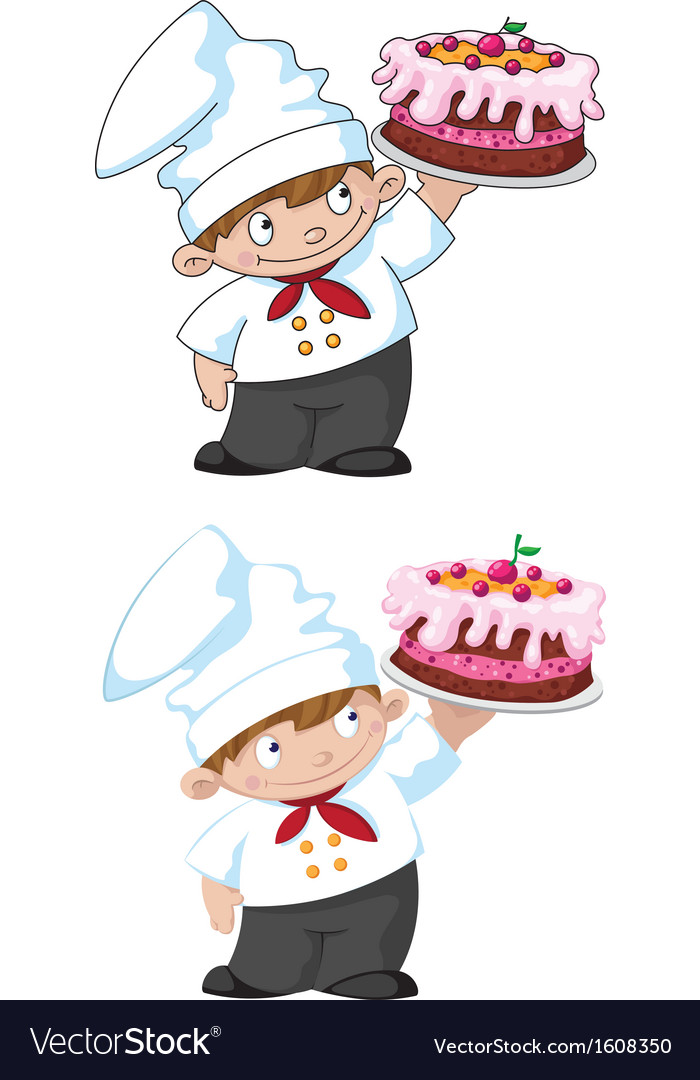 Small cook with cake