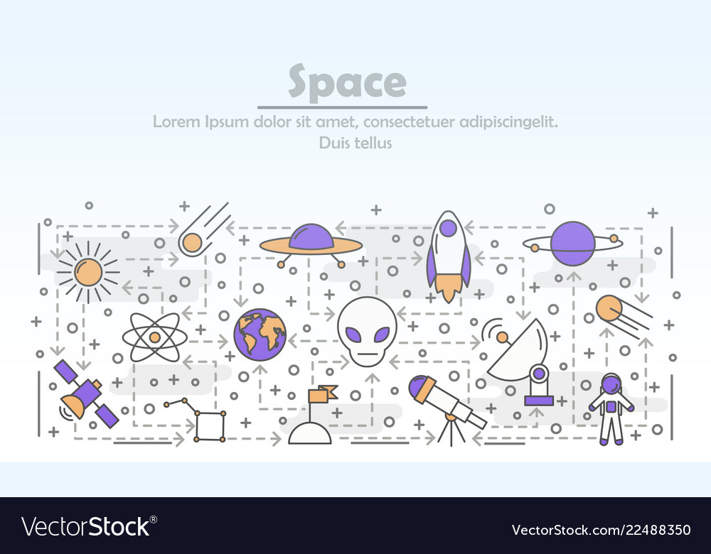 Thin line art space poster banner template