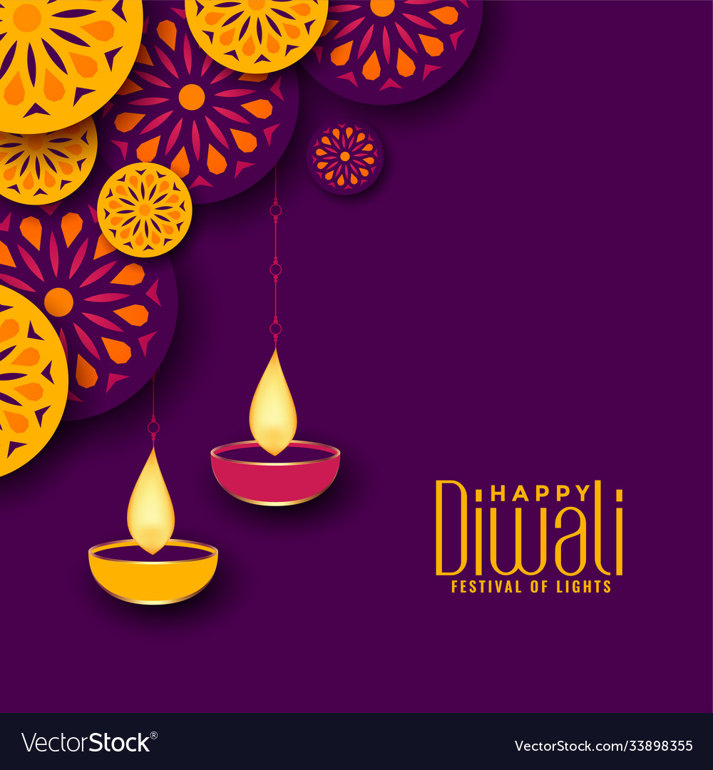 Beautiful diwali festival decorative background vector image Beautiful diwali festival decorative background
