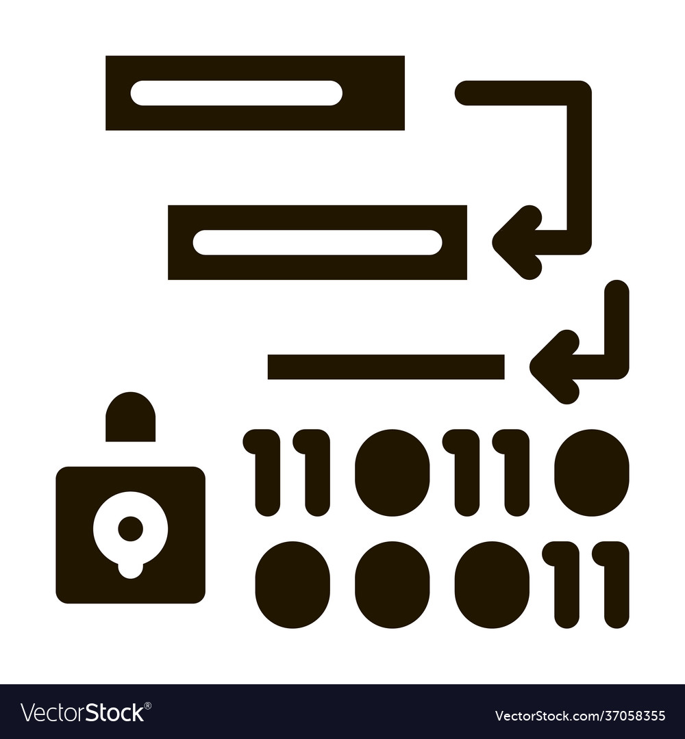 Binary protection algorithm icon glyph vector image Binary protection algorithm icon glyph