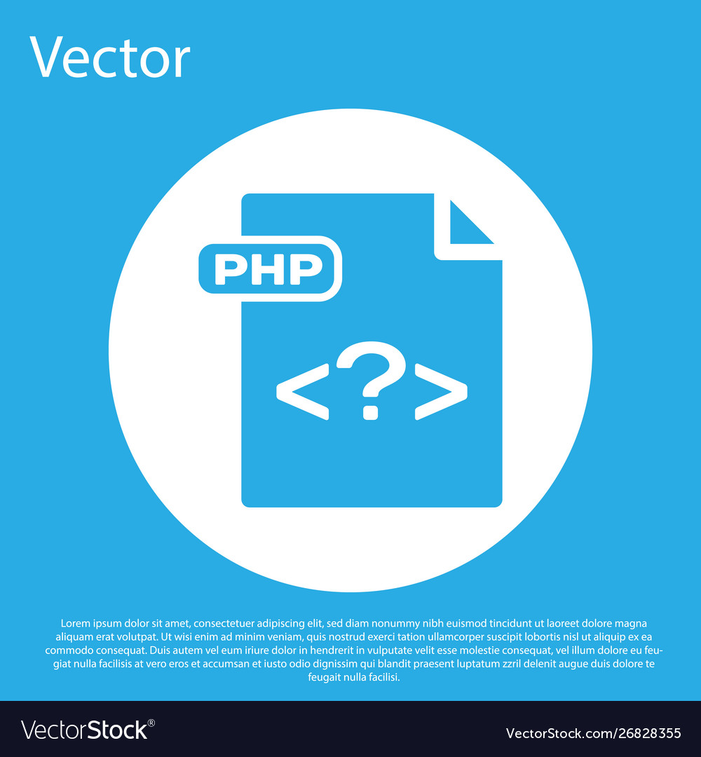 Blue php file document download button icon vector image Blue php file document download button icon