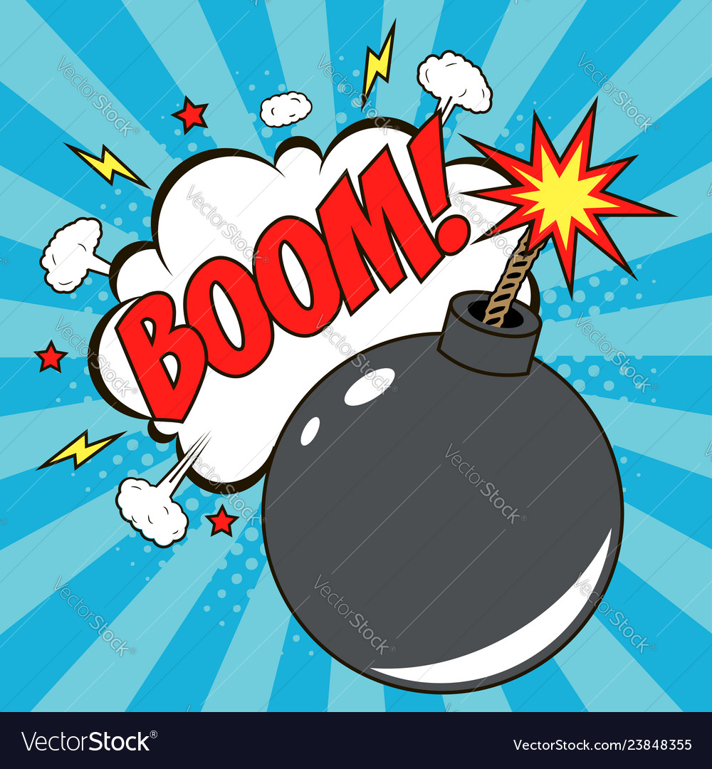 Bomb in pop art style and speech bubble - boom Vector Image