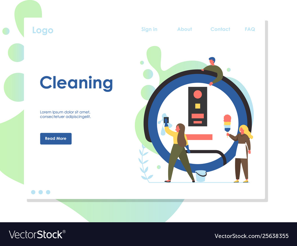 Cleaning website landing page design