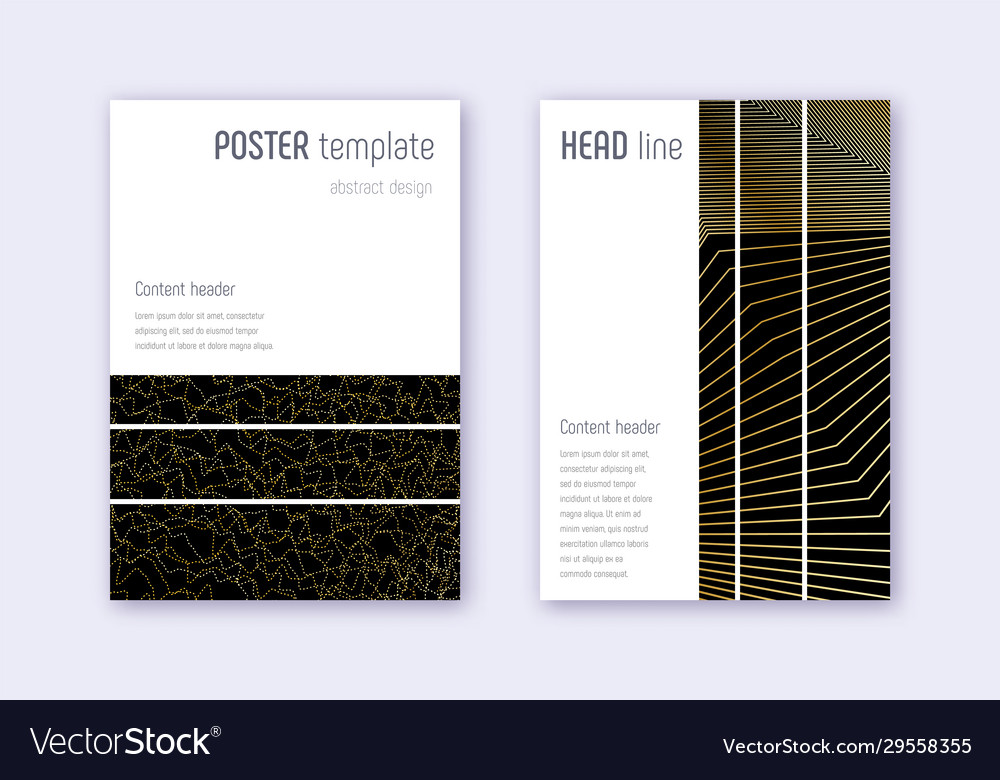 Geometric cover design template set gold abstract Vector Image