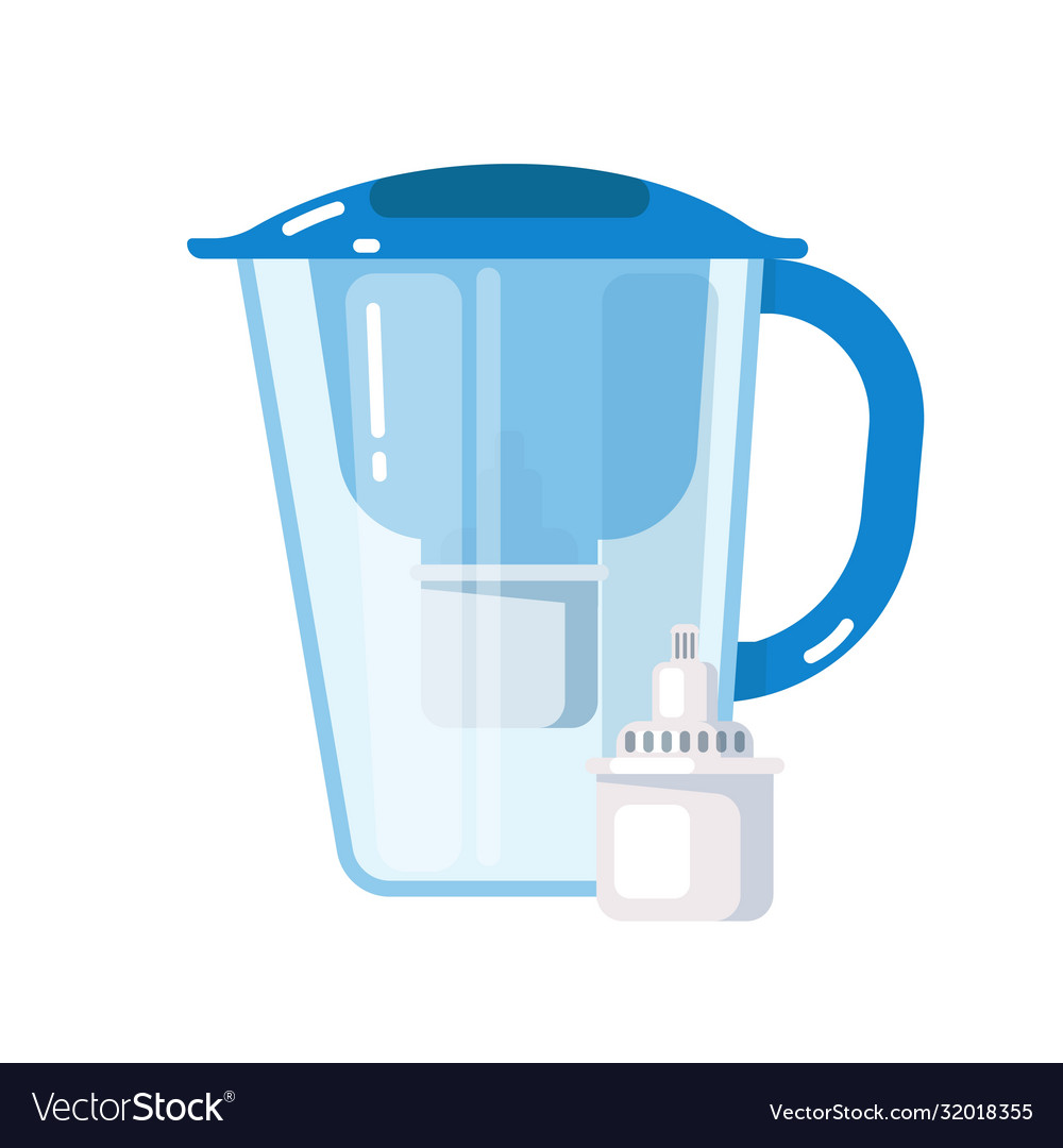 Jug with water filter mineral cartridge on white Vector Image