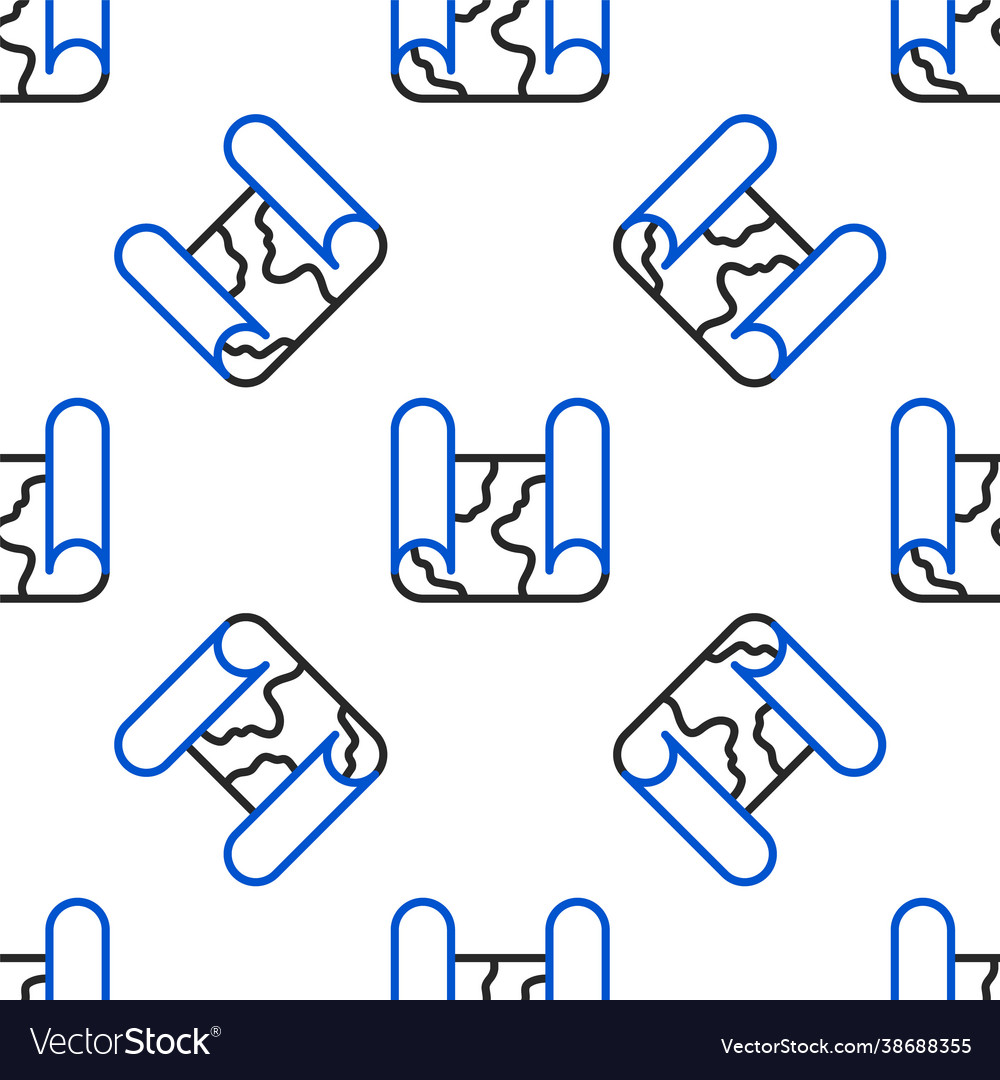 Line folded map icon isolated seamless pattern