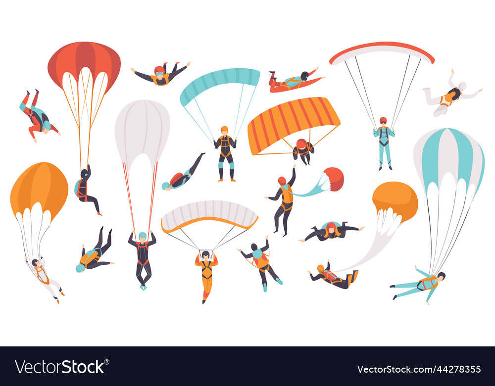 Man character skydiving falling down vector image Man character skydiving falling down
