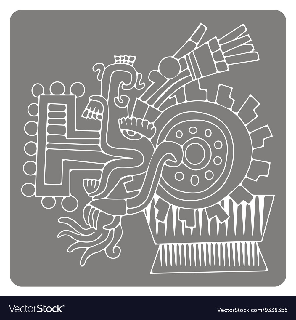 Monochrome icon with symbols from aztec codices