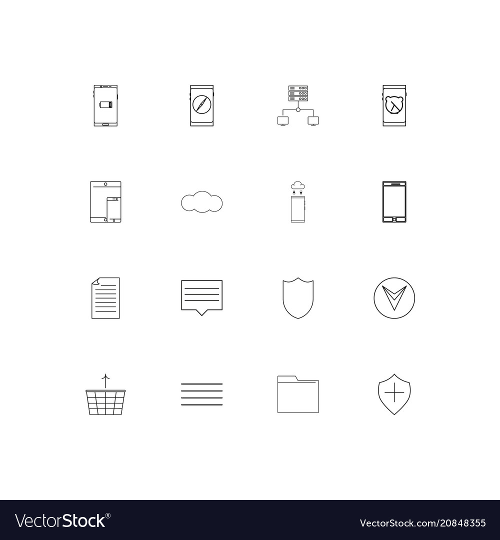 Network and database linear thin icons set