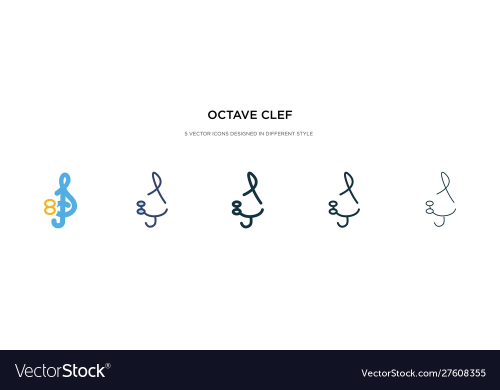 Octave clef icon in different style two colored