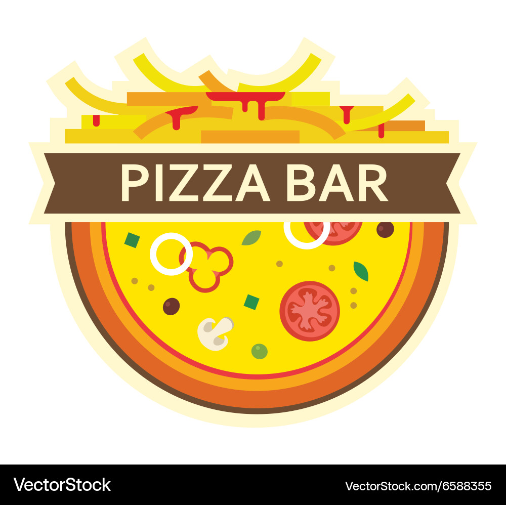 Pizza and fries icon for bar Royalty Free Vector Image