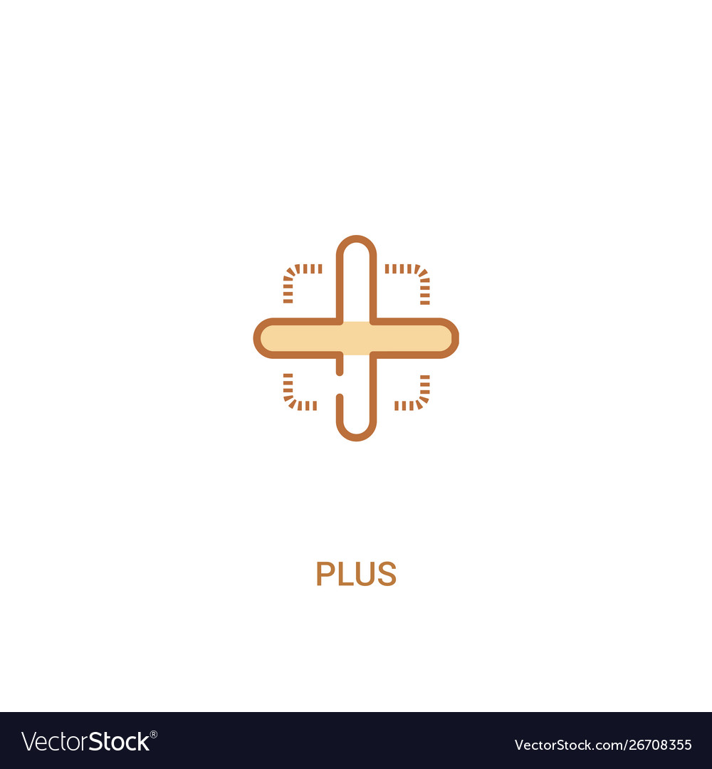Plus concept 2 colored icon simple line element