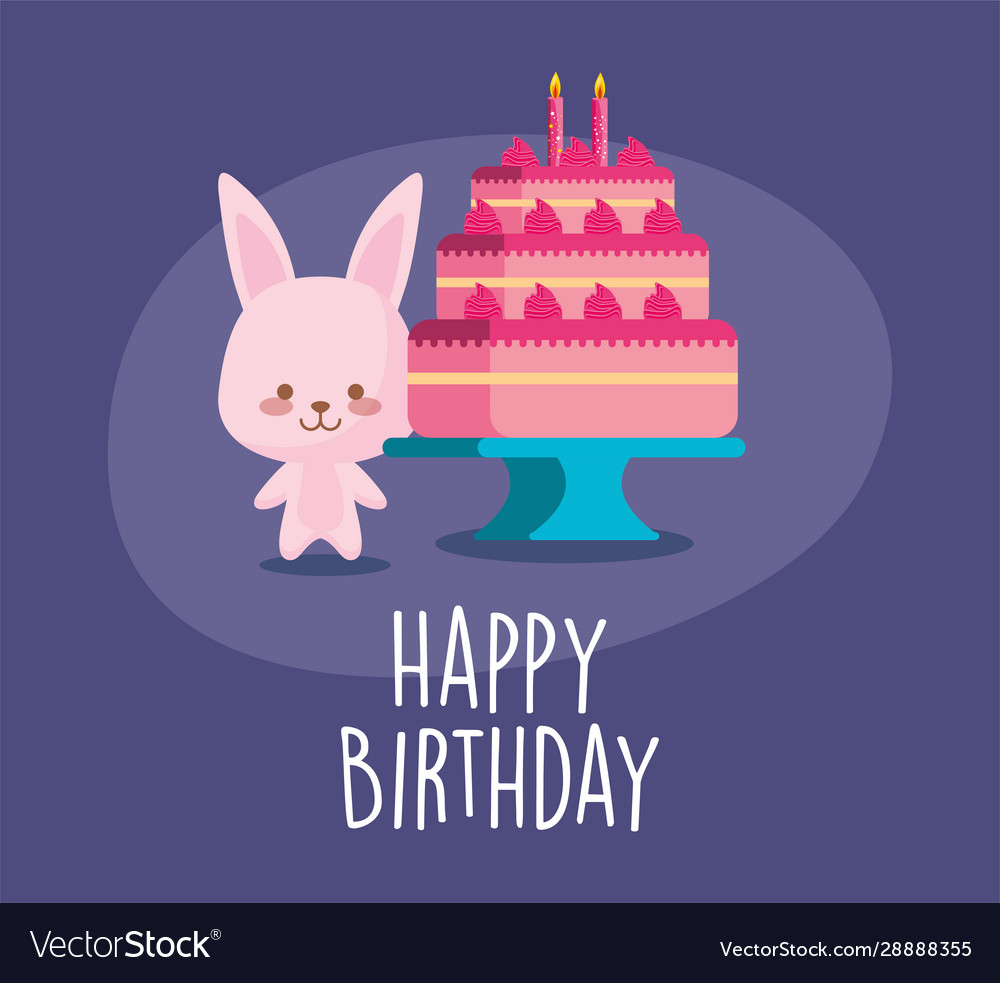 Rabbit cartoon cake and happy birthday