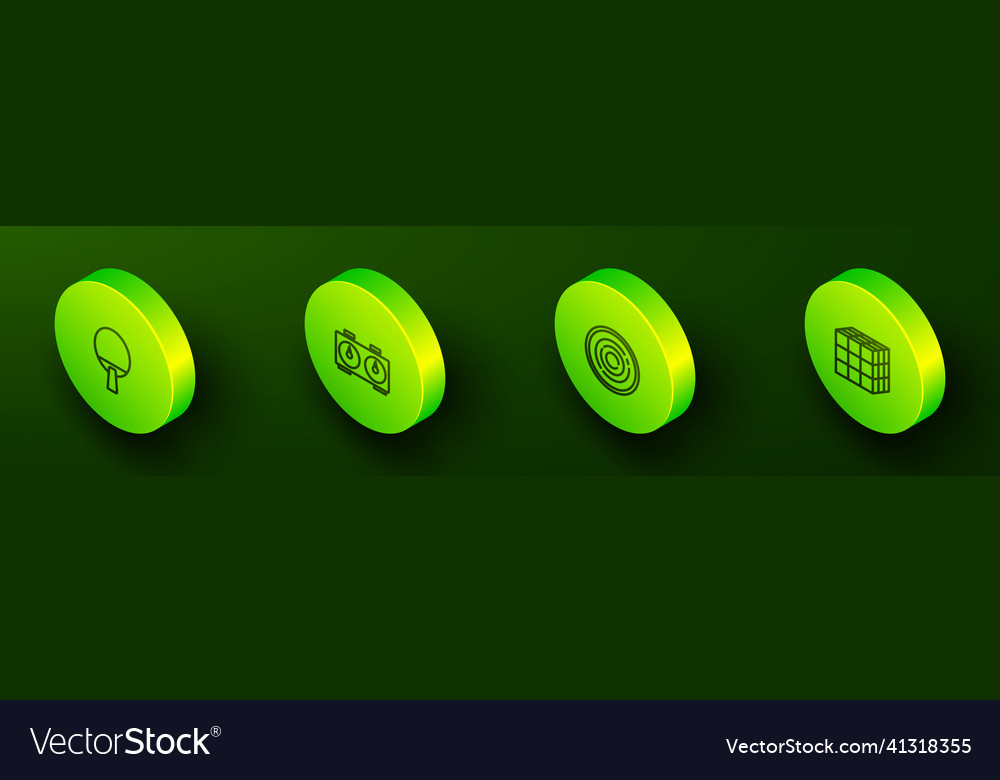 Set isometric line racket time chess clock vector image Set isometric line racket time chess clock