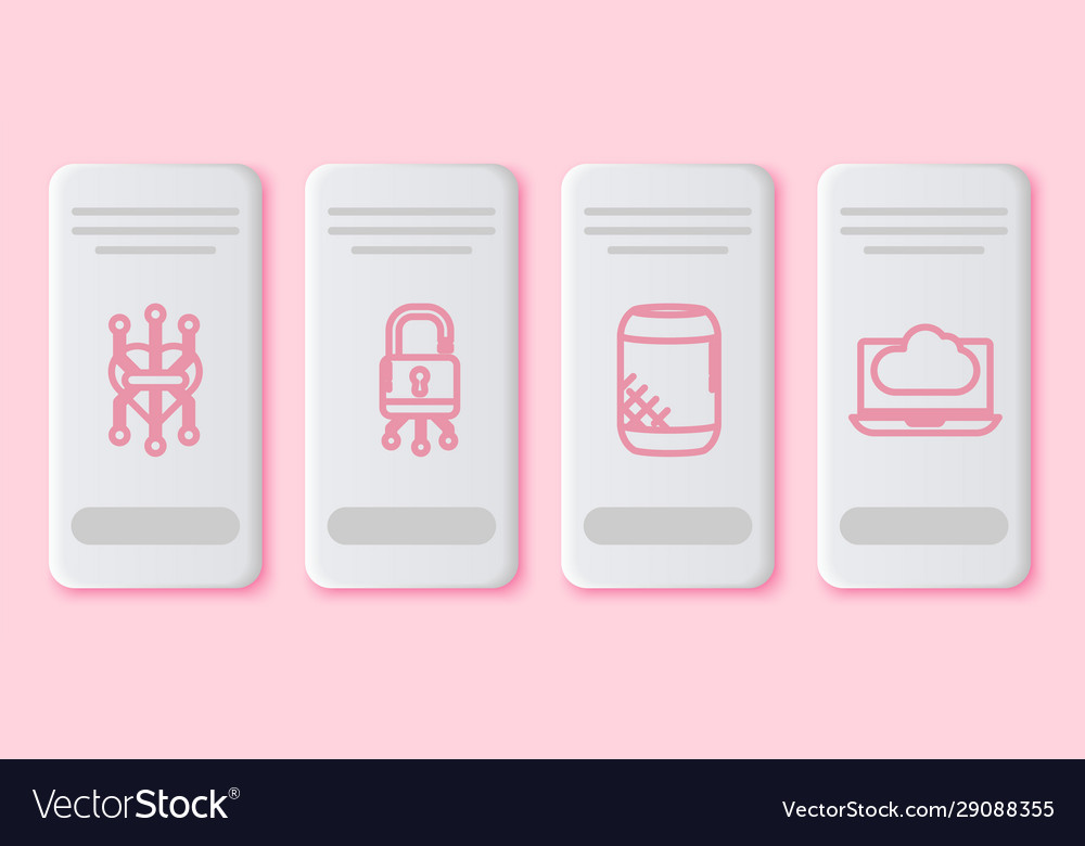 Set line processor lock on digital circuit board vector image Set line processor lock on digital circuit board