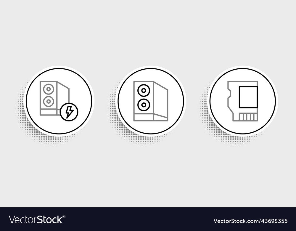Set line sd card case of computer and icon vector image Set line sd card case of computer and icon