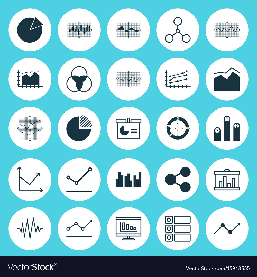 Set of graphs diagrams and statistics icons