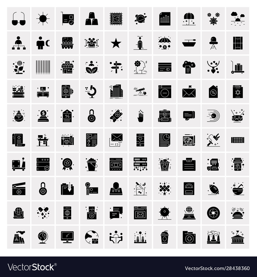 100 solid business icons for web and print