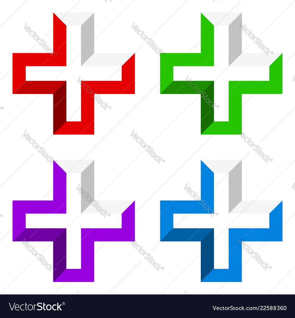 Bright cross as healthcare first aid icon or logo