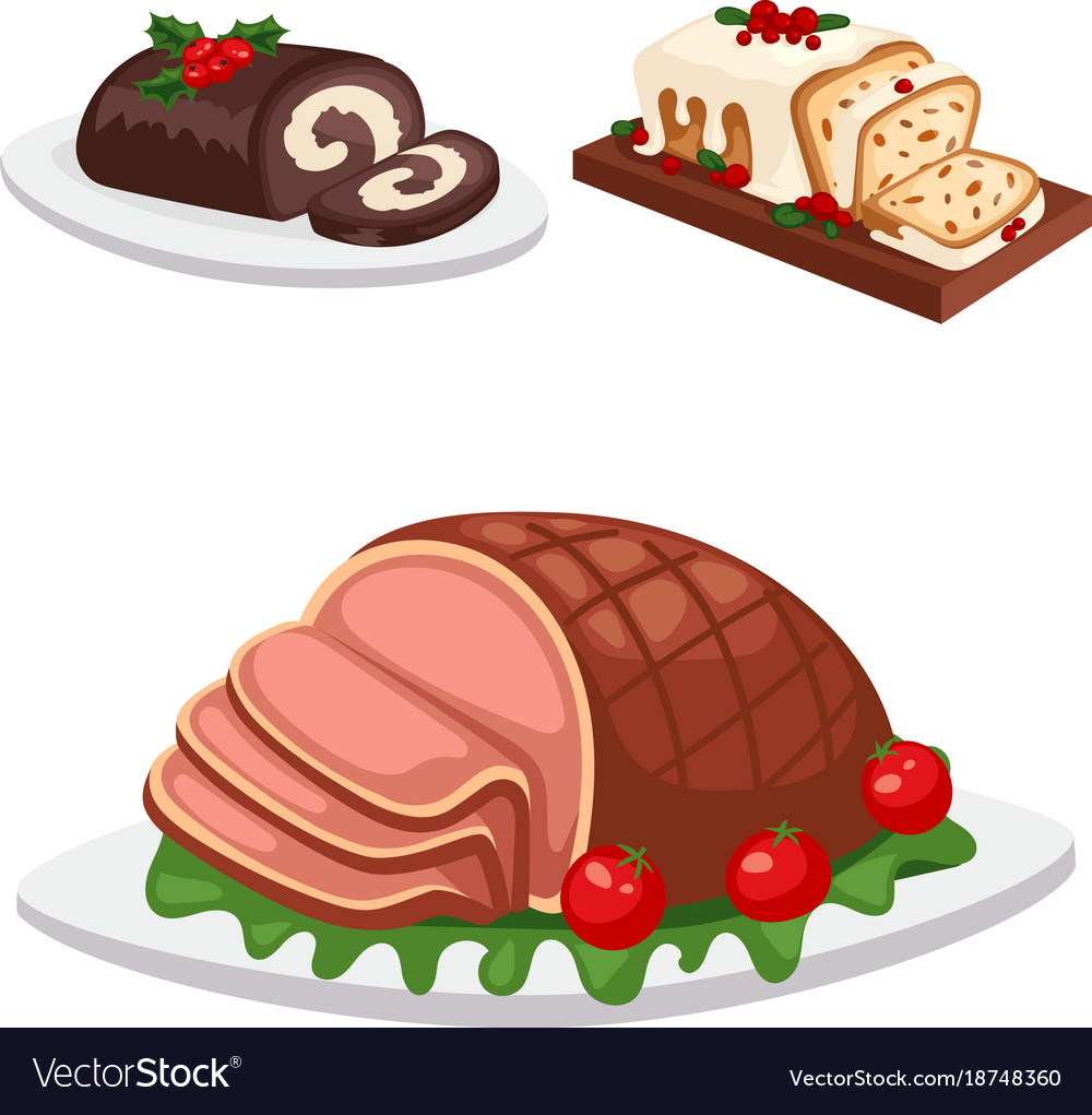 Christmas Food And Desserts Holiday Decoration Vector Image