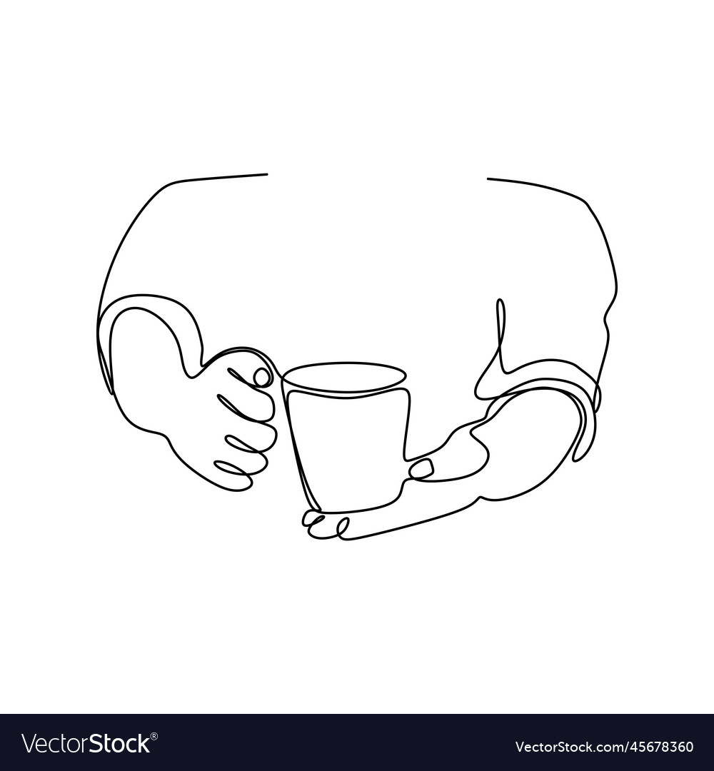 Continuous line drawing of the hand holding a cup