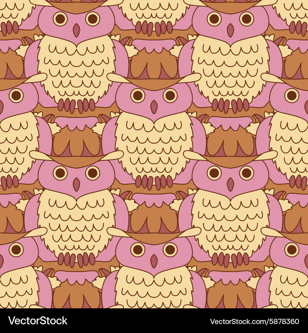 Cute owl seamless pattern Royalty Free Vector Image