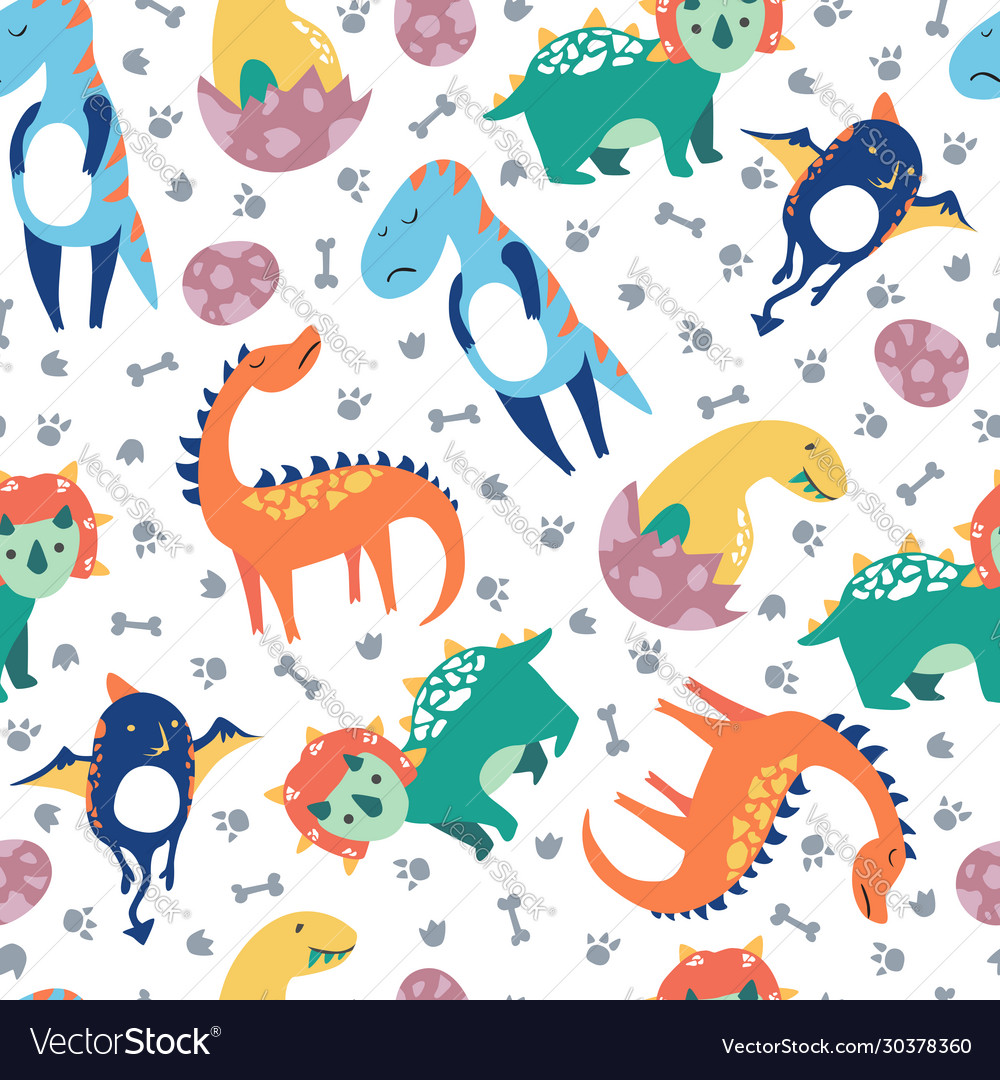 Dinosaurs seamless pattern for kids creative Vector Image Dinosaurs seamless pattern for kids creative