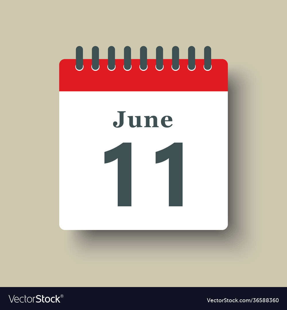 Icon day date 11 june template calendar page Vector Image