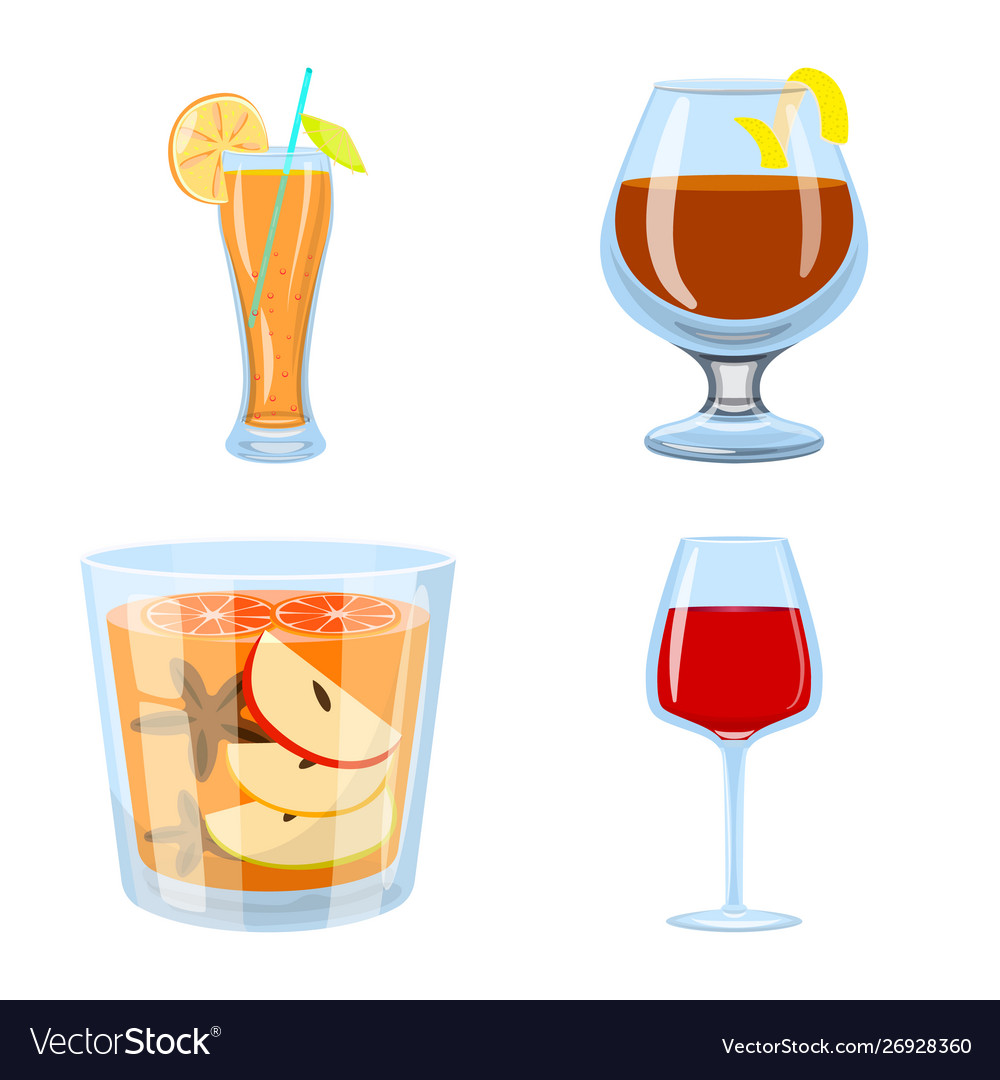 Isolated object cocktail and drink symbol set