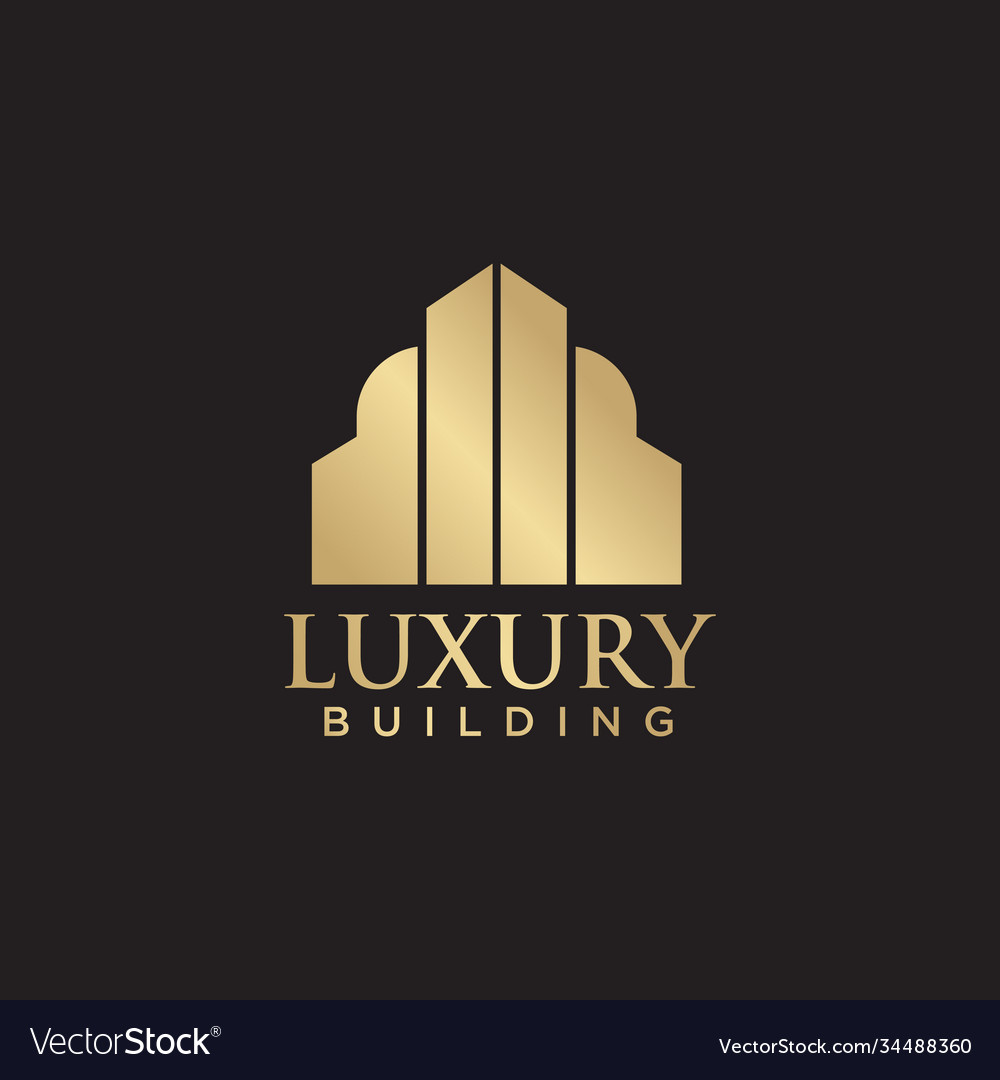 Luxus-Gebäude Logo-Design mit goldener Farbe