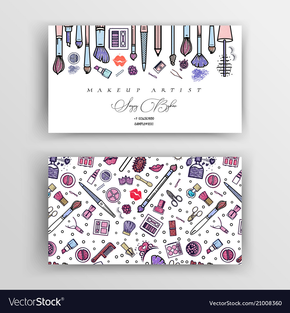 Makeup Artist Business Card Template Royalty Free Vector
