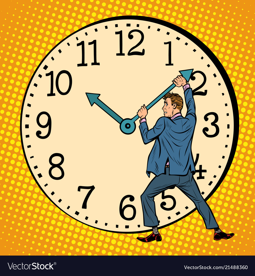 Man wants to stop the clock time management Vector Image