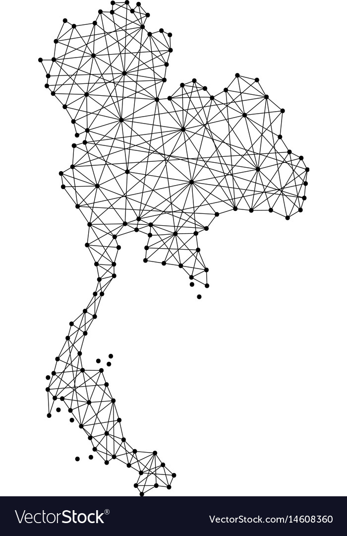 Karte von thailand aus polygonalen schwarzen Linien