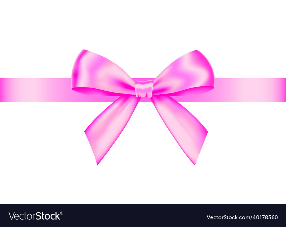 Pink realistic gift bow with horizontal ribbon