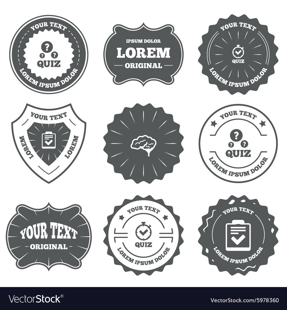 Quiz icons checklist and human brain symbols