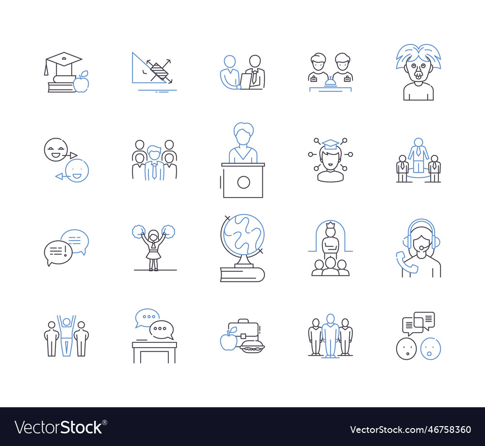 School and education outline icons collection Vector Image