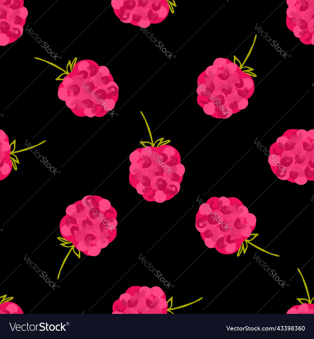 Seamless pattern with of raspberry