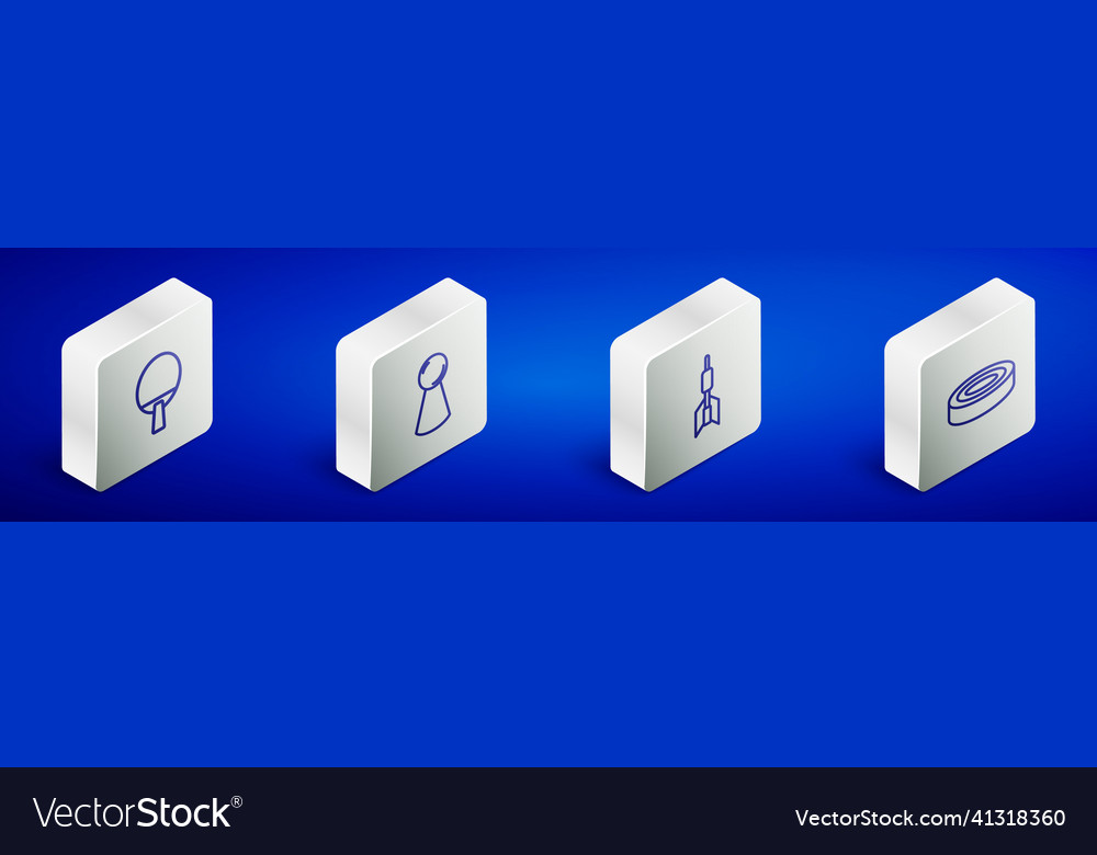 Set isometric line racket chip for board game vector image Set isometric line racket chip for board game