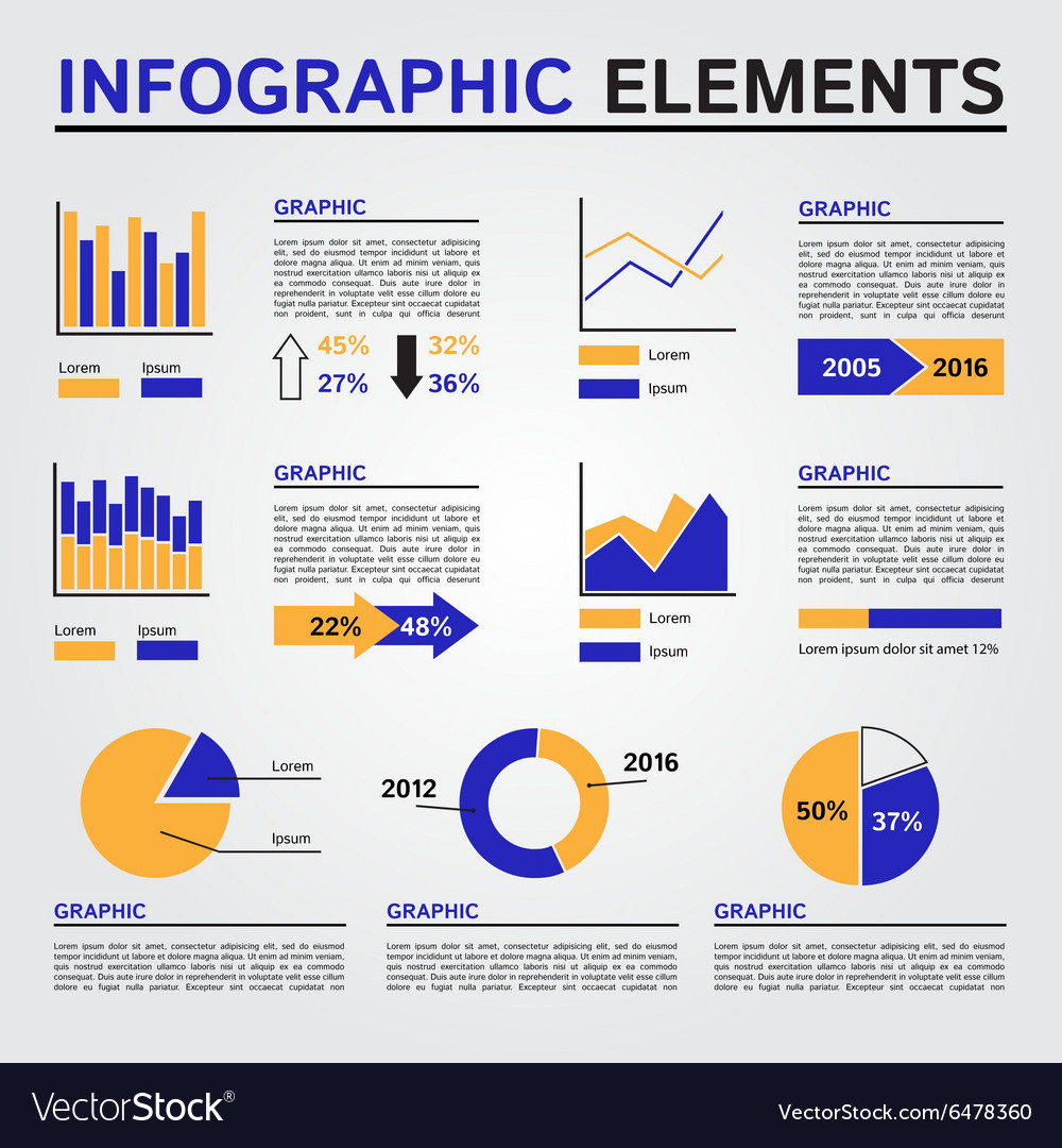 Set of infographics elements blue and orange