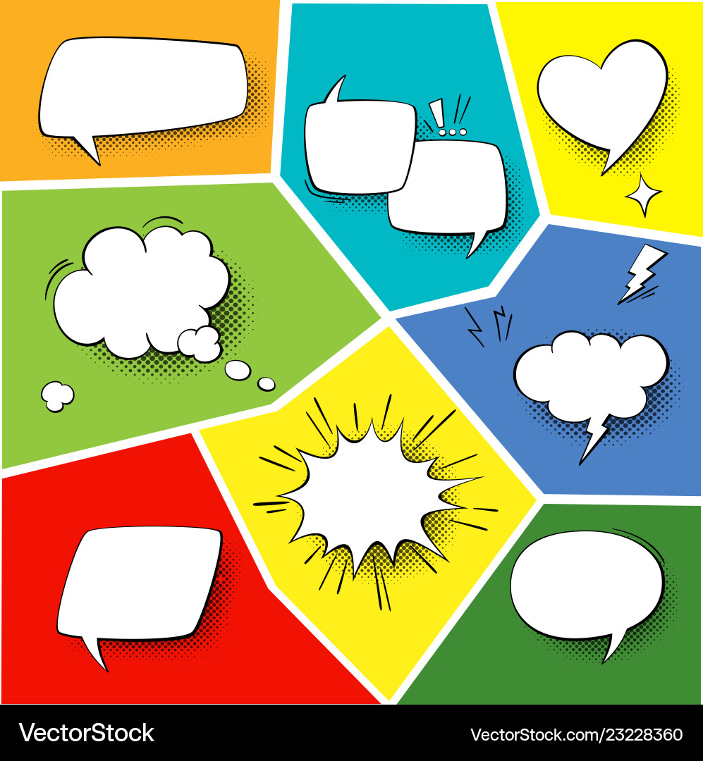 Speech Popart Elements Comic Cartoon Shapes Vector Image