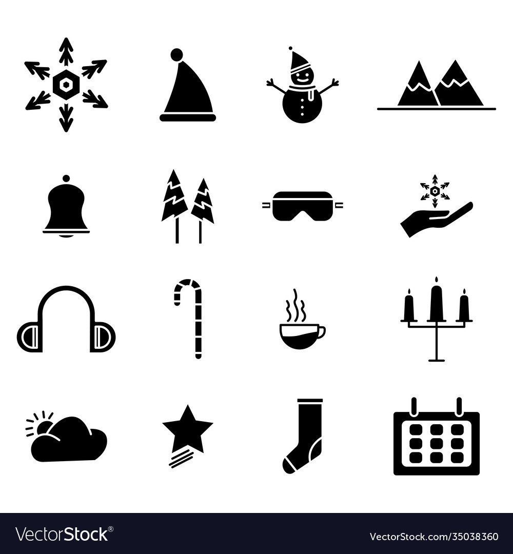 Winter set icon simple design editable