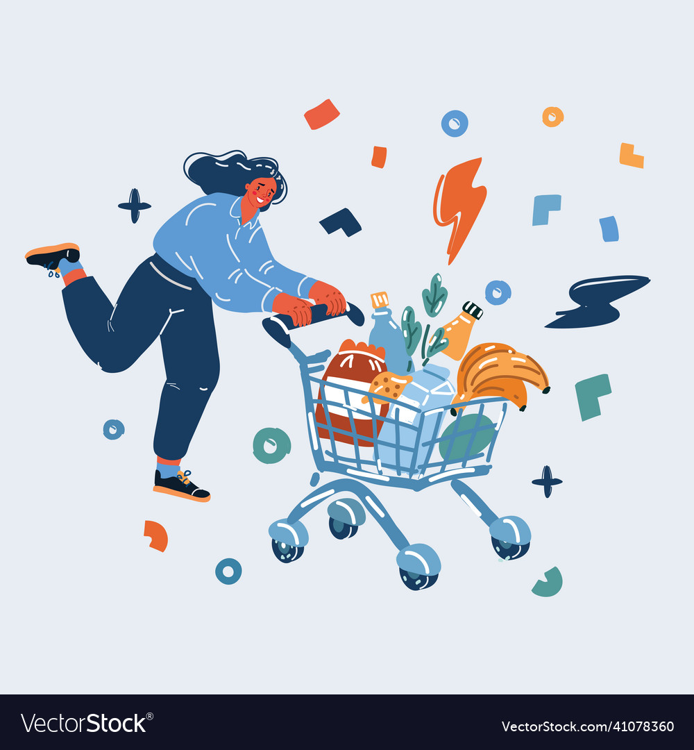 Woman run with shopping Royalty Free Vector Image