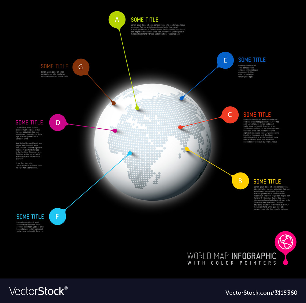 World map globe with pointer marks