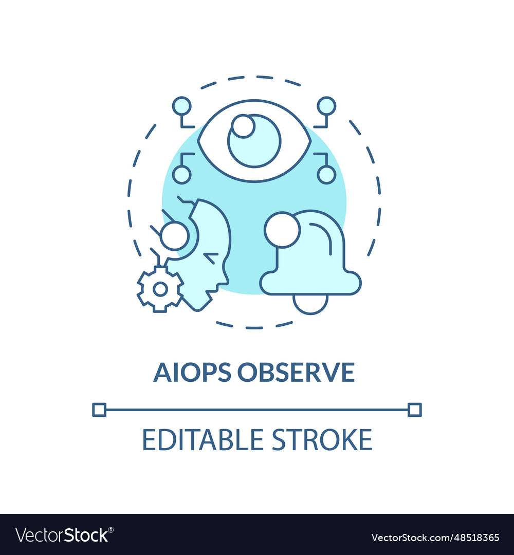 2d thin linear blue ai ops observe icon