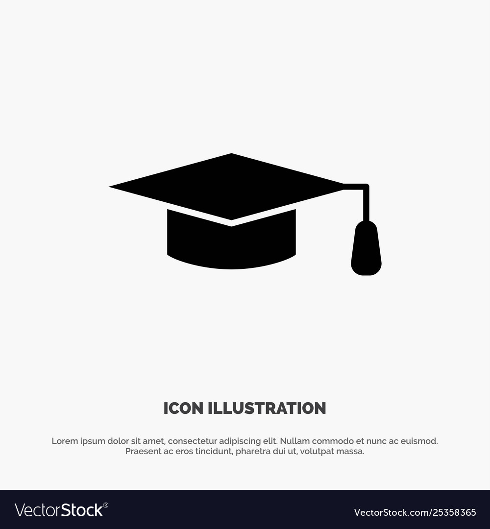 Academic education graduation hat solid glyph icon vector image Academic education graduation hat solid glyph icon