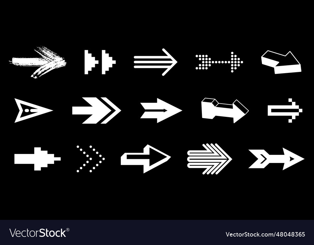 Arrow symbols big set of different shapes styles Vector Image