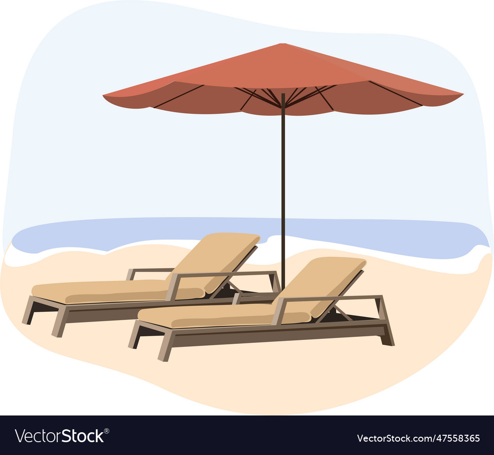 Strand Sonnenliegen mit Sonnenschirm
