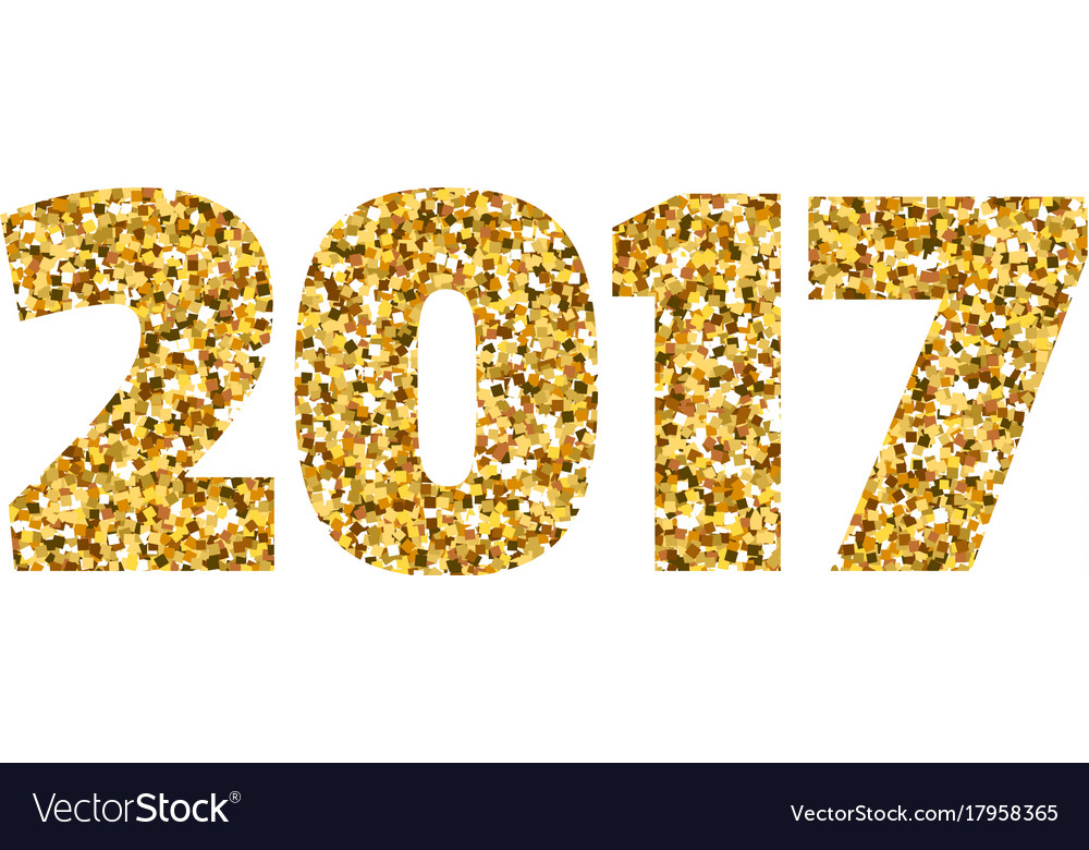 Happy new year 2017 gold glitter text on white