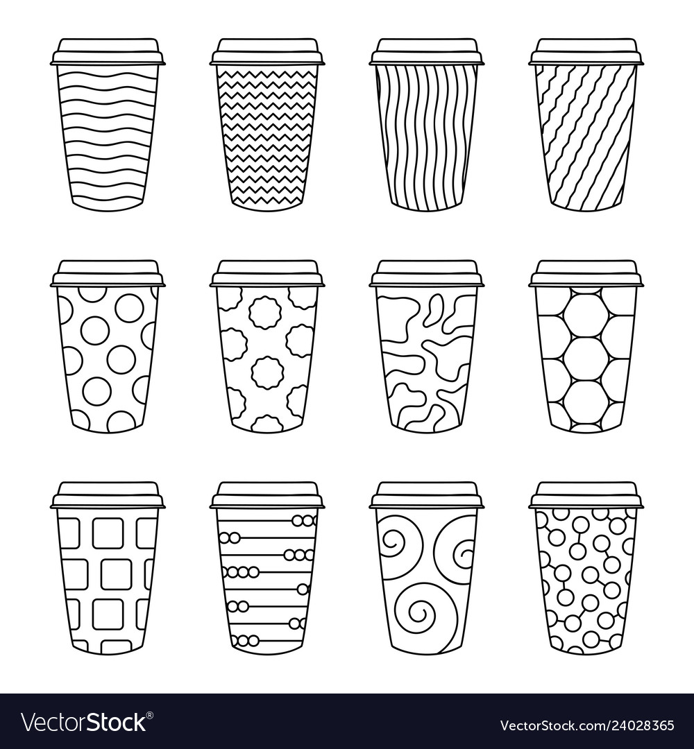 Isolated set 12 paper texture pattern cups