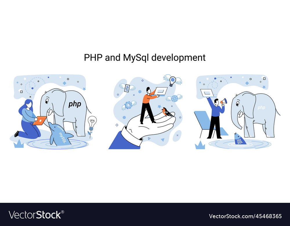 Php and mysql development software website vector image Php and mysql development software website